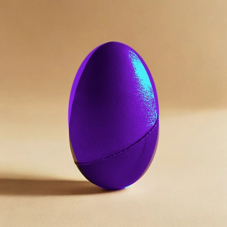 Œuf artisanal en cuir violet symbolisant la créativité